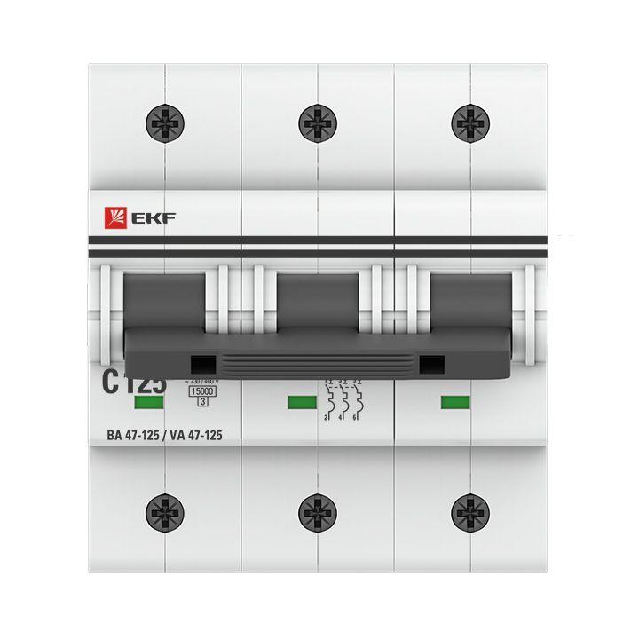 Выключатель автоматический модульный 3п C 125А 15кА ВА 47-125 PROxima EKF mcb47125-3-125C